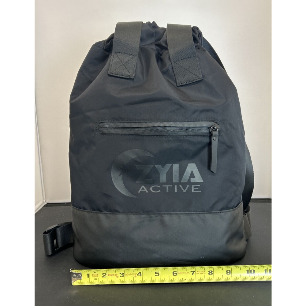 Zyia Active Drawstring Backpack Puffer Black Gym … - image 5